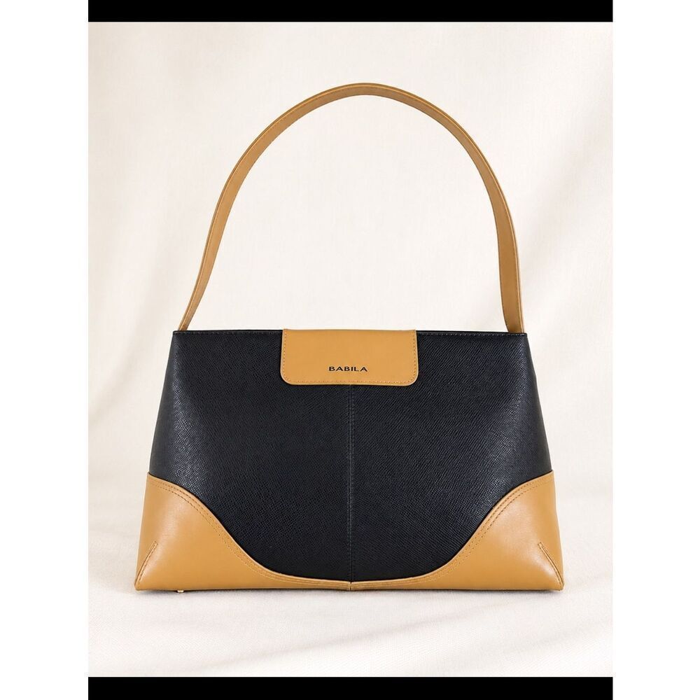 BABILA INTERNATIONAL Black/Camel Panel Color-Block Bag
